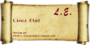 Lincz Etel névjegykártya